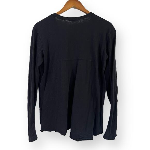 Wilt WomensLong Sleeve Mock Layer Tee Black Small Raw Hem V-Neck Cotton Slub USA - Picture 8 of 10